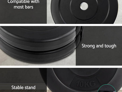 Everfit 70kg Barbell Weight Plates Standard Home Gym Press Fitness Exercise