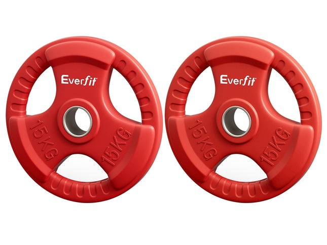 Everfit Weight Plates Olympic 15kgx2 Dumbbell Barbell Plate Weight Lifting Home Gym Red