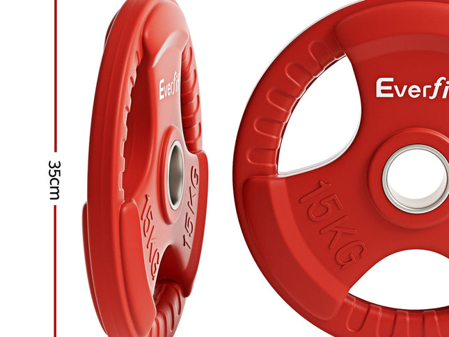 Everfit Weight Plates Olympic 15kgx2 Dumbbell Barbell Plate Weight Lifting Home Gym Red