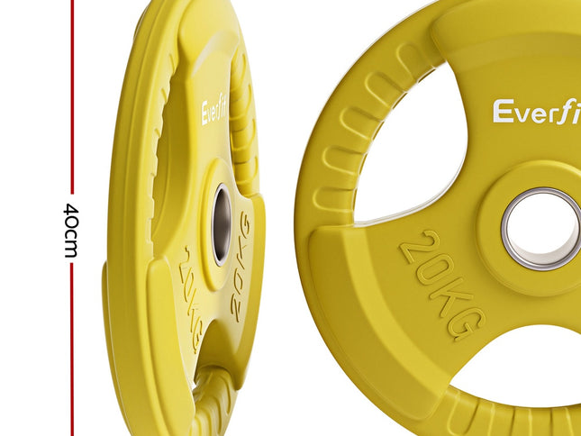 Everfit Weight Plates Olympic 20kgx2 Dumbbell Barbell Plate Weight Lifting Home Gym Yellow
