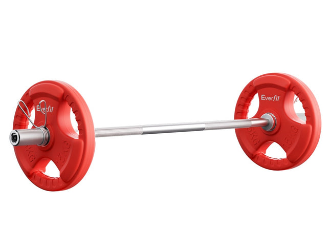Everfit Barbells Set 36kg 120cm Dumbbell Barbell Plate Weight Lifting Home Gym Red Lifting