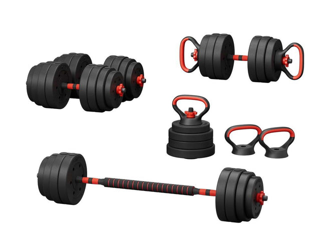 Everfit 40kg Adjustable Dumbbells Set Kettle Bell Weight Plates Barbells Gym