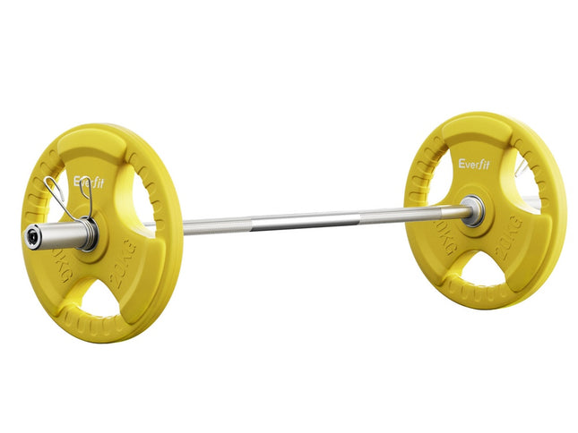 Everfit Barbells 46KG 120CM Dumbbell Barbell Plate Weight Lifting Home Gym Yellow