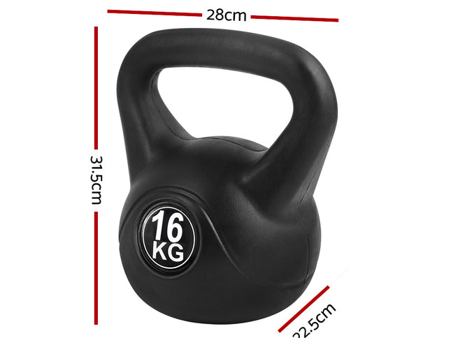 Everfit 16kg Kettlebell Set Weight Lifting Bench Dumbbells Kettle Bell Gym Home