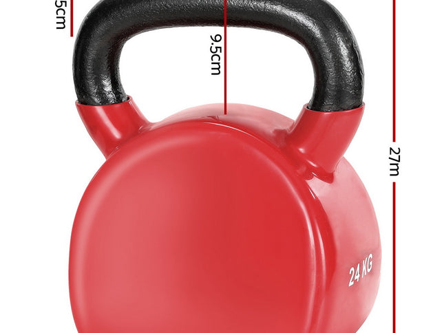 Everfit 24kg Kettlebell Weightlifting Bench Dumbbells Kettle Bell Gym Home
