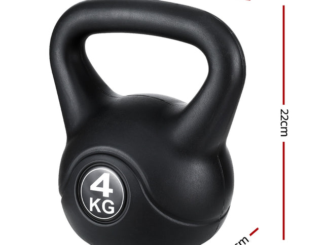 Everfit 4kg Kettlebell Set Weight Lifting Bench Dumbbells Kettle Bell Gym Home