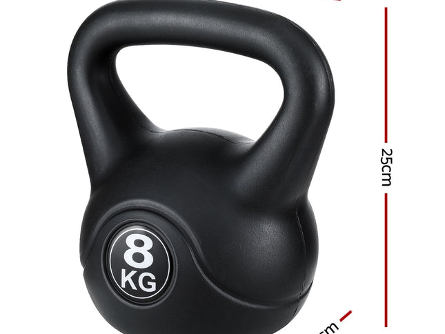 Everfit 8kg Kettlebell Set Weight Lifting Bench Dumbbells Kettle Bell Gym Home