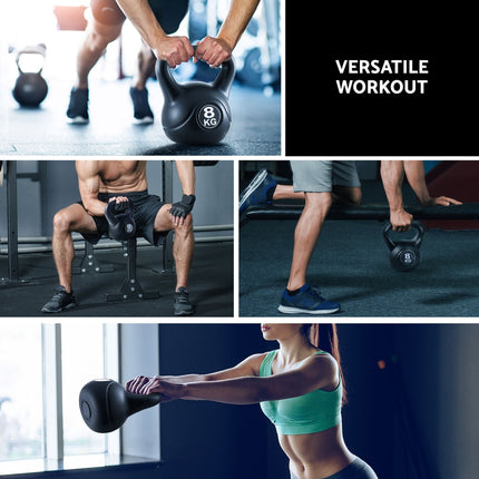 Everfit 8kg Kettlebell Set Weight Lifting Bench Dumbbells Kettle Bell Gym Home