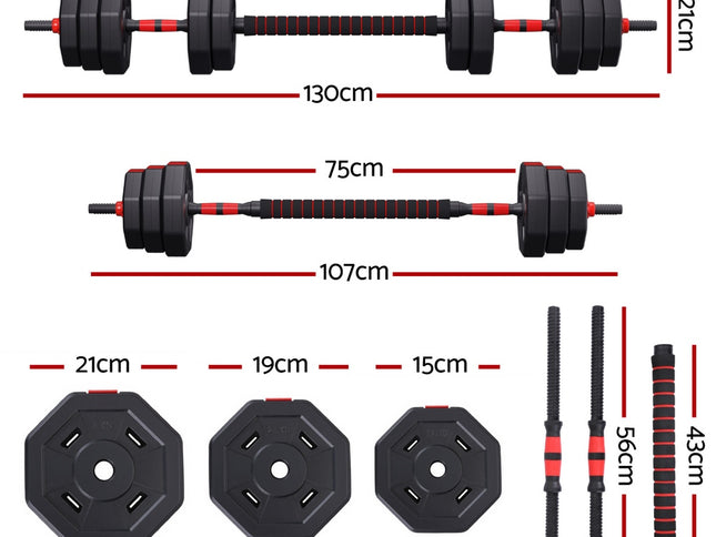 Everfit 40kg Adjustable Dumbbell Barbell Set Weight Plates Home Workout