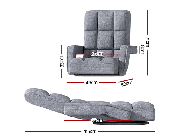 Artiss Floor Chair Lounge Sofa Swivel Grey