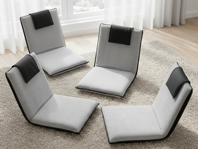 Artiss 4X Floor Lounge Sofa Bed Floor Cushion Velvet Grey