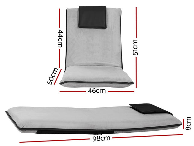 Artiss 4X Floor Lounge Sofa Bed Floor Cushion Velvet Grey