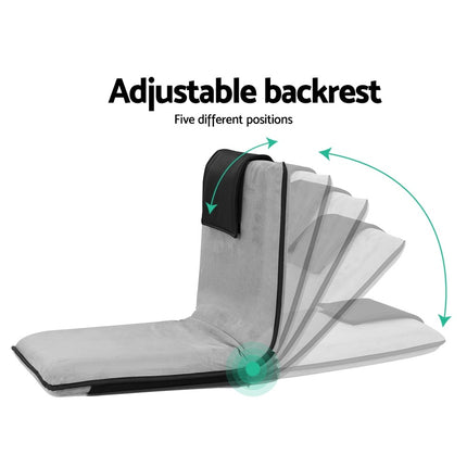 Artiss 4X Floor Lounge Sofa Bed Floor Cushion Velvet Grey