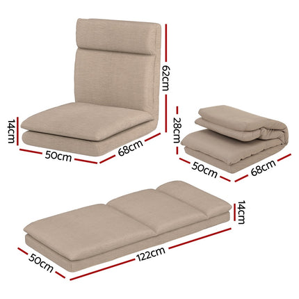 Artiss 4XFloor Chair Sofa Linen Beige
