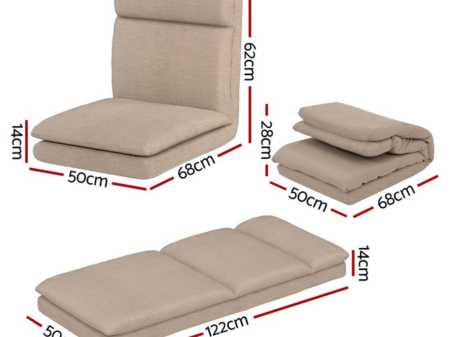 Artiss 4XFloor Chair Sofa Linen Beige