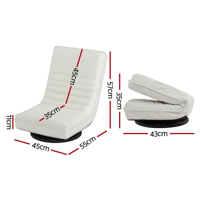 Artiss 4XFloor Chair Lounge Sofa Swivel Foldable Linen White