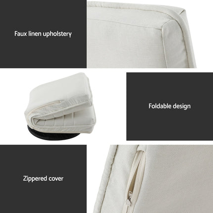 Artiss 4XFloor Chair Lounge Sofa Swivel Foldable Linen White