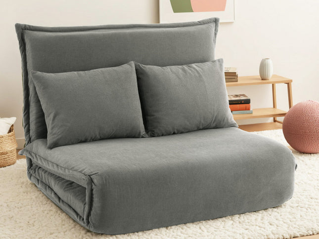 Artiss Floor Lounge Sofa Bed Foldable 2 Seater Grey