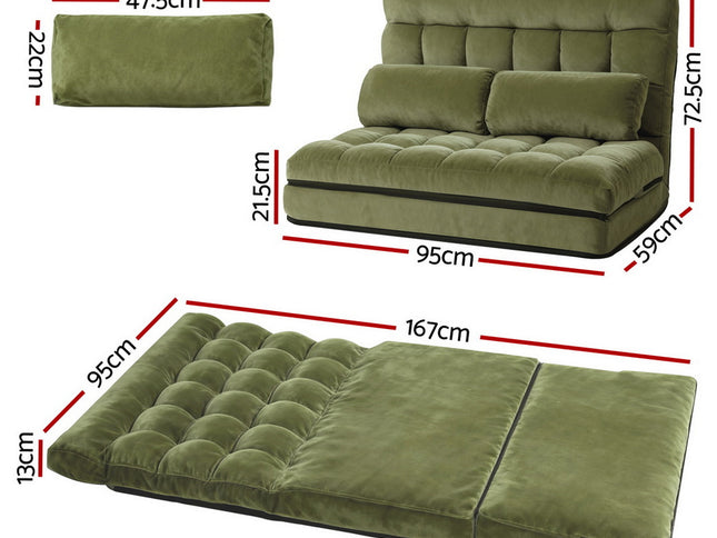 ArtissLounge Sofa Bed 2 seater Green Fabric
