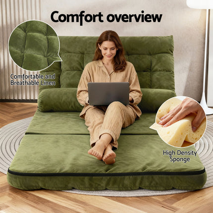 ArtissLounge Sofa Bed 2 seater Green Fabric