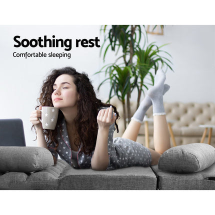 Artiss Floor Lounge Sofa Bed 2-seater Grey Fabric