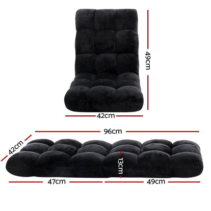 Artiss 4X Lounge Sofa Bed Flannel Fabric Black