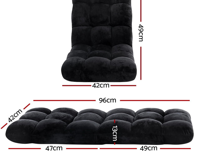Artiss 4X Lounge Sofa Bed Flannel Fabric Black