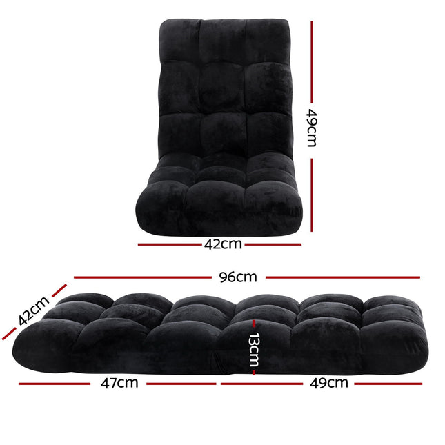 Artiss 4X Lounge Sofa Bed Flannel Fabric Black