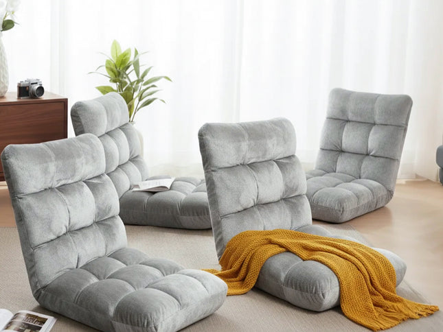 Artiss 4X Lounge Sofa Bed Flannel Fabric Grey