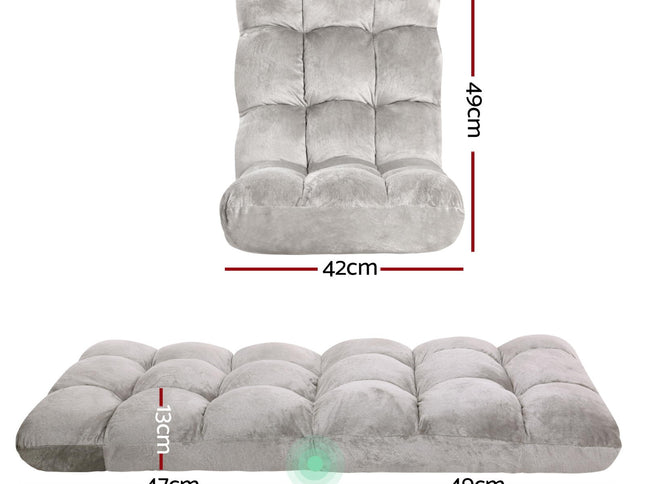 Artiss 4X Lounge Sofa Bed Flannel Fabric Grey