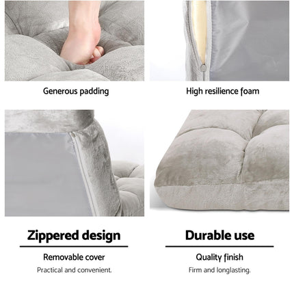 Artiss 4X Lounge Sofa Bed Flannel Fabric Grey