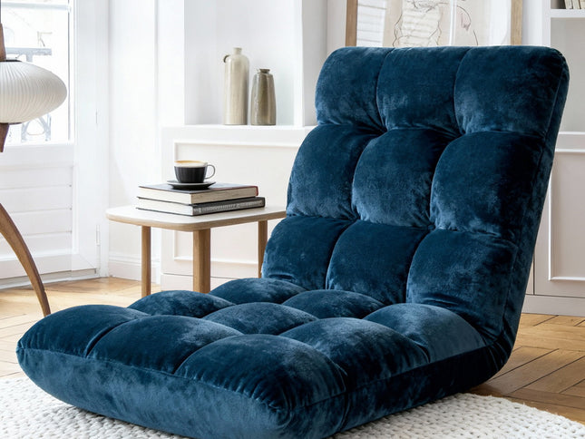 Artiss Floor Lounge Sofa Bed Flannel Fabric Navy