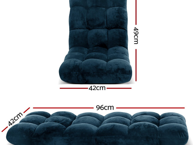 Artiss Floor Lounge Sofa Bed Flannel Fabric Navy