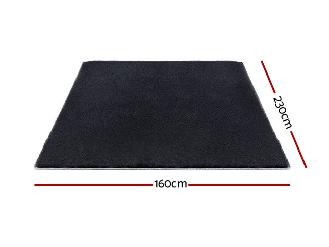 Artiss Floor Rug 160x230cm Plush Area Shaggy Rug Living Room Bedroom Carpet Black