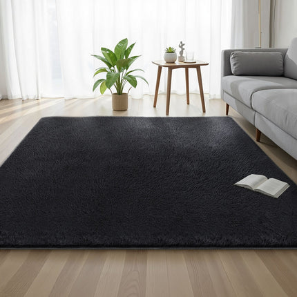 Artiss Floor Rug 200x230cm Plush Area Shaggy Rug Living Room Bedroom Carpet Black