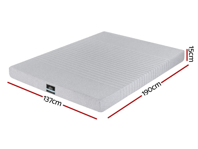 Giselle Bedding Cool Gel Memory Foam Mattress Charcoal 7-Zone Washable Bamboo Cover 15cm Double