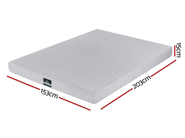 Giselle Bedding Cool Gel Memory Foam Mattress Charcoal 7-Zone Washable Bamboo Cover 15cm Queen