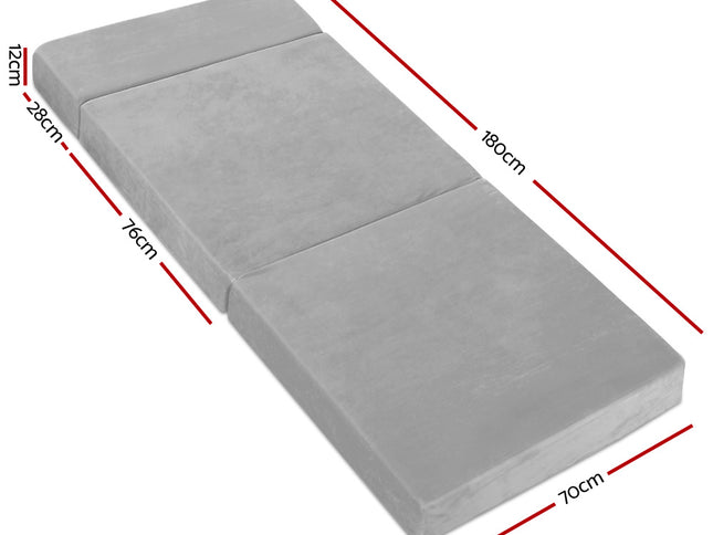 Giselle Bedding Foldable Mattress Folding Foam Bed Mat Light Grey