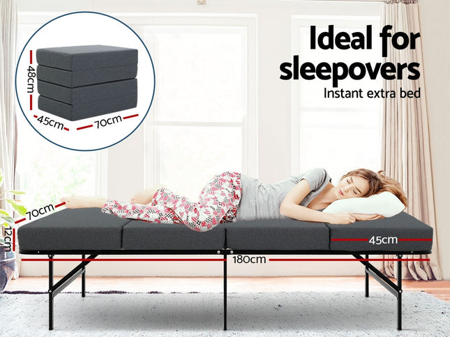 Giselle Bedding Foldable Mattress Folding Foam Single Grey