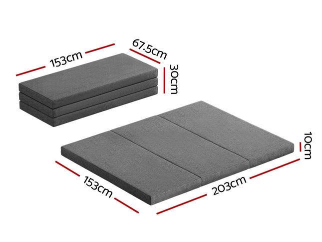 Giselle Bedding Foldable Mattress Folding Foam Queen Grey