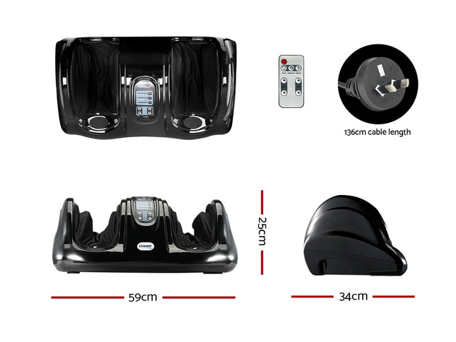 Livemor Foot Massager Shiatsu Massagers Electric Remote Roller Kneading Black