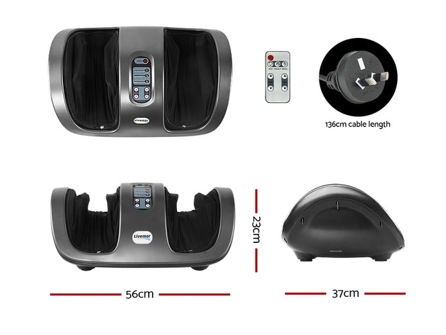 Livemor Foot Massager Shiatsu Massagers Electric Roller Kneading Calf Leg Grey