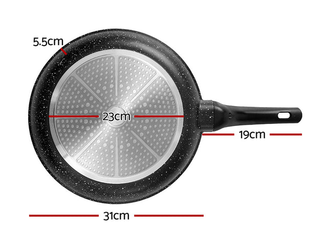 5-Star Chef Non Stick Frying Pan Cast Aluminium Steak Skillet BBQ Cookware 30cm