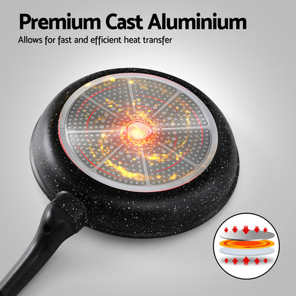 5-Star Chef Non Stick Frying Pan Cast Aluminium Steak Skillet BBQ Cookware 30cm