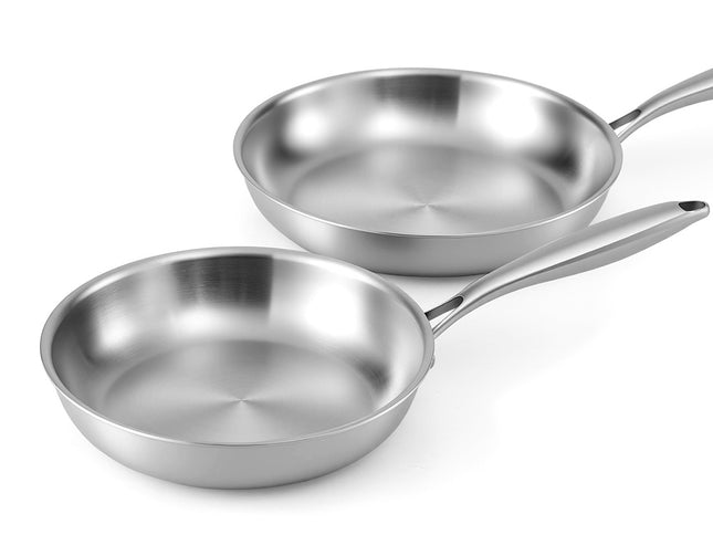 5-star Chef Frying Pan Stainless Steel Uncoated Twin Frypan Set 25/30cm Silver