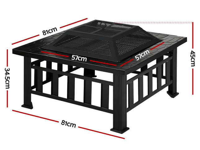 Grillz Fire Pit BBQ Grill 2-In-1 Table
