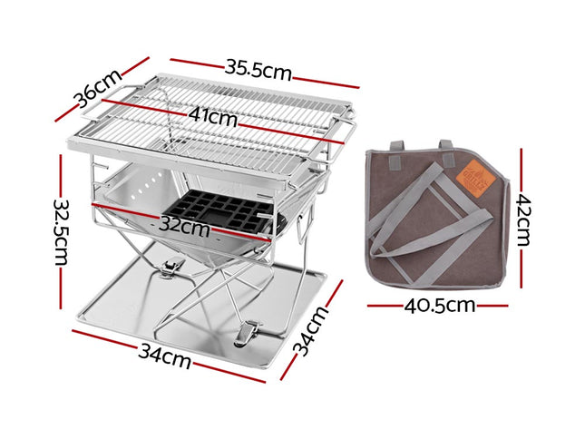 Grillz Fire Pit BBQ Grill with Carry Bag Camping