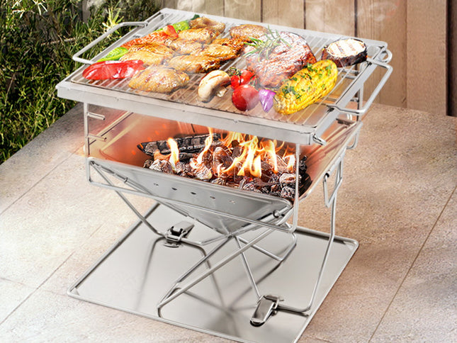 Grillz Fire Pit BBQ Grill with Carry Bag Camping