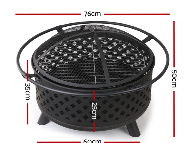Grillz Fire Pit BBQ Grill 76cm