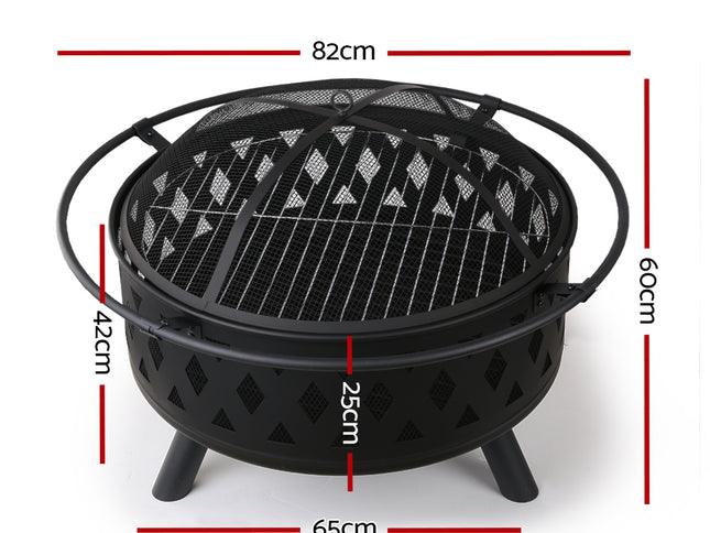 Grillz Fire Pit BBQ Grill 82cm